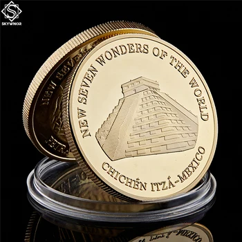 2007 Чичен Ица в Мексико Новите седем чудеса на света Златна монета с твърда акрилно покритие