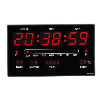  Много Голям Led дисплей Будилник 12 Ч 24 Ч Време на Вътрешен Термометър Проекция на Часовника, на дисплея Г./на Ден/Месец с USB-кабел