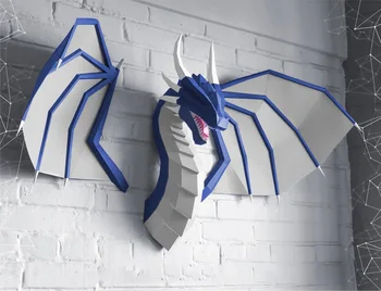  Детска стенни подвесная главата на дракон в западния геометричния стил оригами 3D триизмерна хартиена модел представлява украса, ръчно изработени 