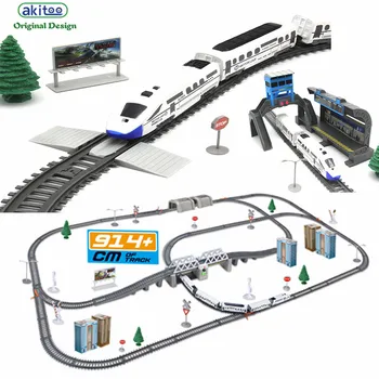  akitoo 1020 Имитация на високоскоростен влак превозното средство на железопътен вагон электропоезд хармония бързи влакове детска играчка мухъл