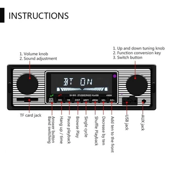  Безжична Авто Радио Bluetooth Ретро MP3 Мултимедиен Плейър AUX USB FM Play Ретро Безжичен 12 В Стерео Аудио Стерео аудио плеър